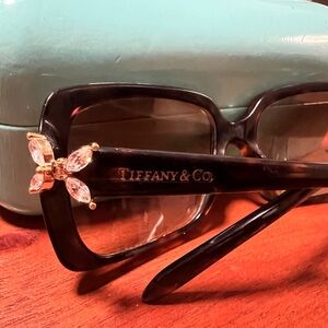 Authentic Tiffany & Co. Black Sunglasses with Gold Crystal Butterfly Accent